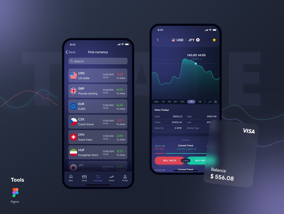 Crypto Trade mobile app UI for seamless cryptocurrency portfolio management