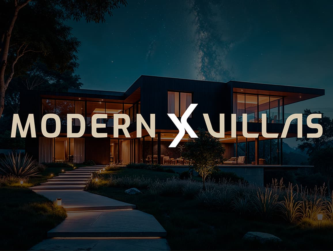 Modern X Villas logo design for premium real estate brand